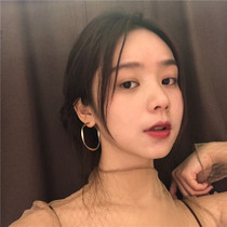 ins Port wind ear ring matte antique earrings Feminine temperament simple basic wild ear clip no ear pierced stud earrings R976