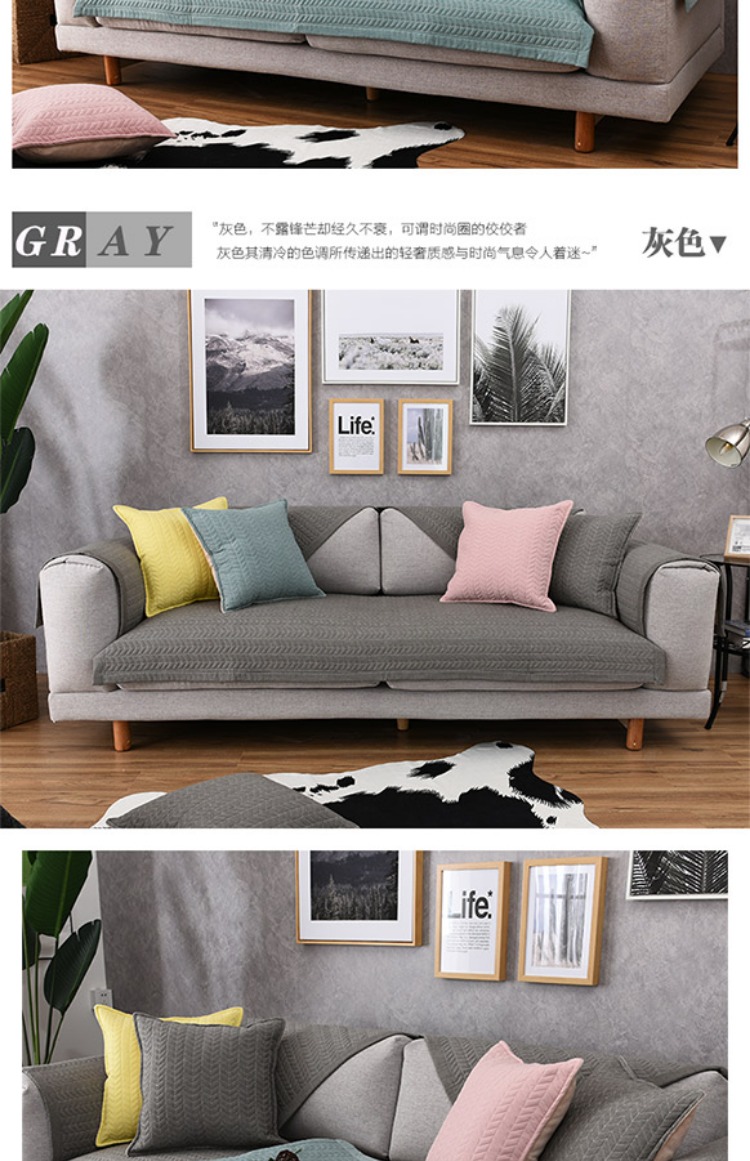 Sofa đệm đơn giản hiện đại vải cotton chống trượt Đệm kết hợp Bắc Âu bao gồm tất cả bốn mùa phổ quát sofa bìa khăn - Ghế đệm / đệm Sofa ghế nệm ngồi