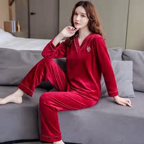 Female Sleepwear Autumn Winter Island Velvet Gushed Warm Long Sleeve Head Suit Sweet and Double Face suede flannel Flannel Suede