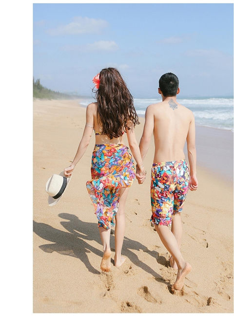Người yêu thích áo tắm phù hợp với cặp đôi đồ bơi phụ nữ ba mảnh phù hợp với phong cách váy bảo thủ gợi cảm bên bờ biển kỳ nghỉ hoa nhỏ tươi - Vài đồ bơi Set đồ đi biển cho cặp đôi
