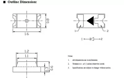 LED patch 0603 luminous tube red blue emerald green yellow yellow green General Green White warm white purple powder 1608