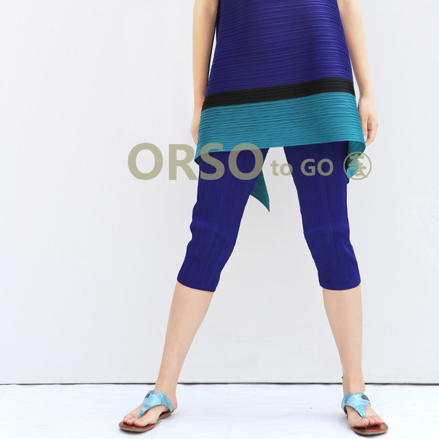 ORSOtogo pleated ກາງເກງ pencil 3-quarter summer leggings slim-fitting ກາງເກງກະທັດຮັດ ບວກຂະຫນາດບວກຂະຫນາດ ເຄື່ອງນຸ່ງຫົ່ມຂອງແມ່ຍິງ