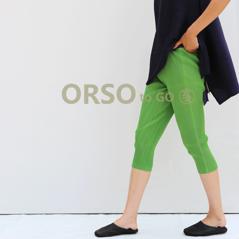 ORSO cắt quần bút chì nữ mùa hè Miyake quần chân đẹp Slim đáy quần giản dị kích thước lớn cuộc sống gấp ga Châu Âu - Quần tây thường