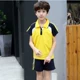 Quần áo mẫu giáo mùa xuân đồng phục học sinh tiểu học quần áo ngắn tay áo thun quần ba mảnh nam nữ phù hợp với thể thao - Đồng phục trường học / tùy chỉnh thực hiện đồng phục học sinh mùa hè