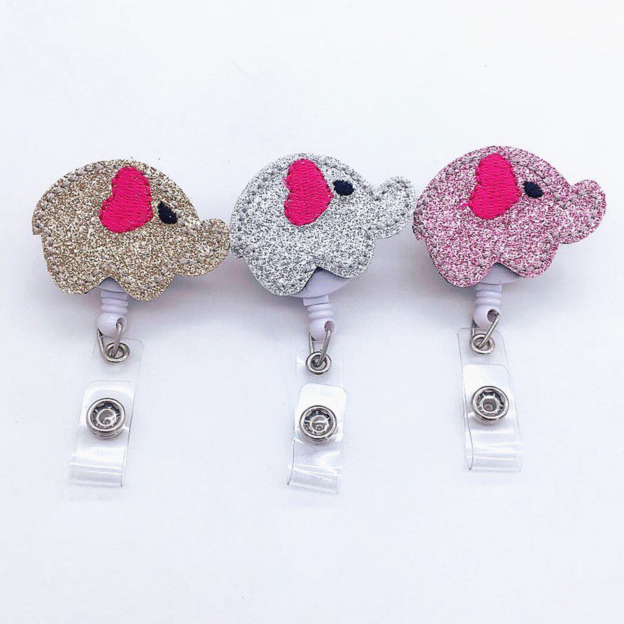 Customizable ABS plastic 360 rotating cartoon elephant fabric back clip easy-to-pull document buckle