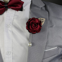 Corsage brooch wedding accessories atmospheric Korean groomsmen bridesmaid suit pearl fabric flower wedding flap flower