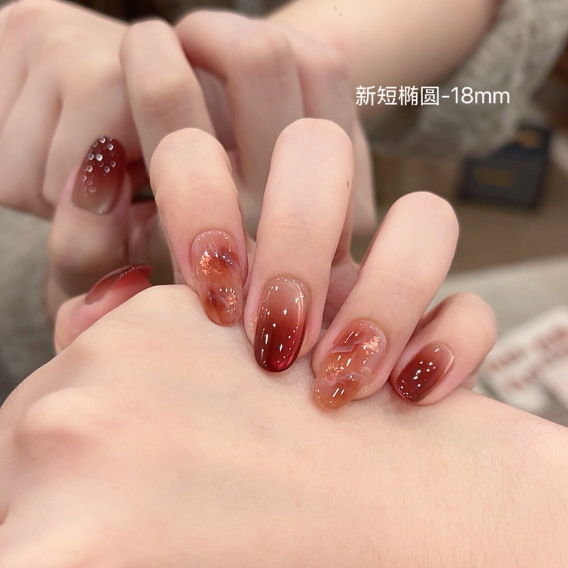 Mozai Original [Melting Gold] Purely Handmade Wearable Nails Short Style Manicure New High-End Elegant Manicure 0015