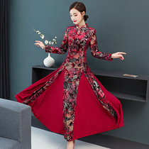 2020 Autumn New noble temperament mother dress long print banquet wedding dress