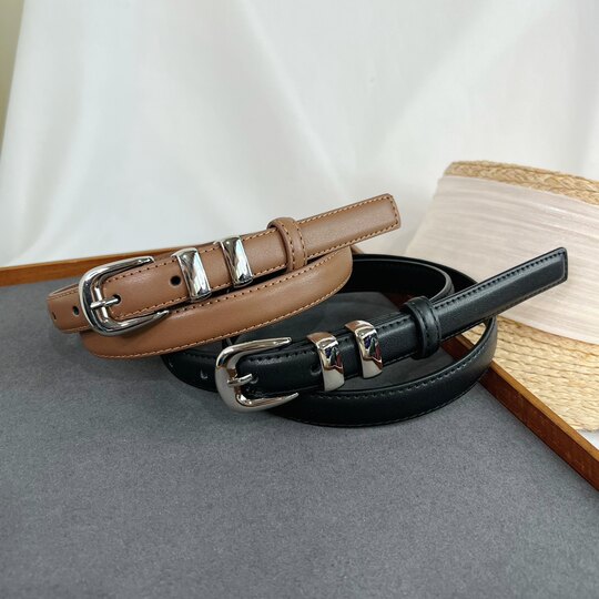 Black Genuine Leather Designer Belt for Women, 2025 New Fashion, High-End Feel, Jeans Belt, Summer