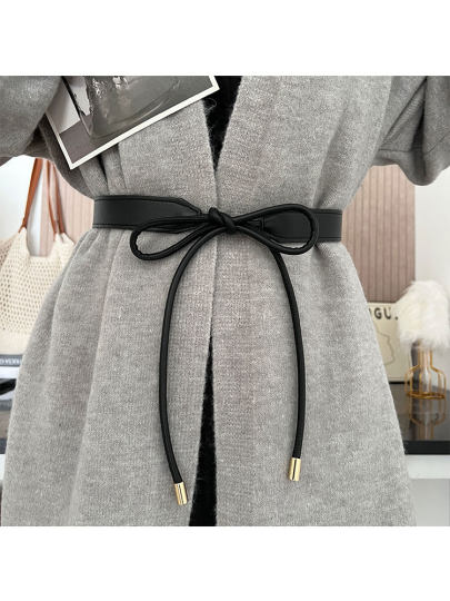 Brown Knotted Coat Belt for Women, Decorative 2025 New Style, High-End Women's Genuine Leather Thin Belt, Versatile Accessory