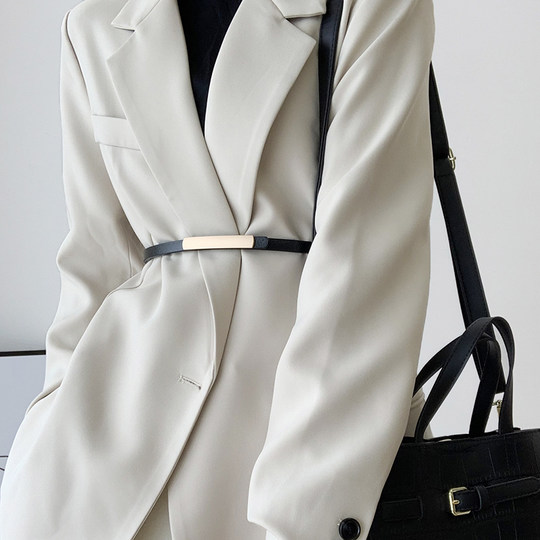 Brown Genuine Leather High-End Belt for Women, Decorative and Stylish Design, Niche Accessory for Suits, 2025 New Spring/Summer Thin Leather Belt