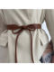 Brown Knotted Coat Belt for Women, Decorative 2025 New Style, High-End Women's Genuine Leather Thin Belt, Versatile Accessory