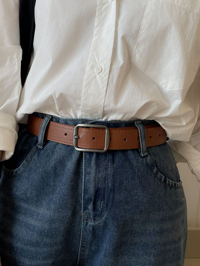 High-End Black Genuine Leather Women's Belt for Jeans, 2025 New Fashion Belt, Versatile Women's Belt