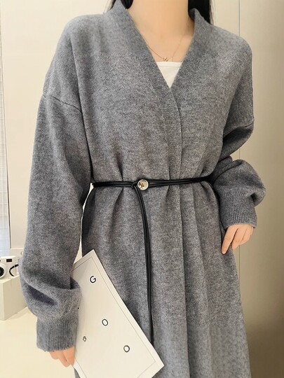 Black Genuine Leather Thin Belt for Women, Decorative Accessory for Dresses, 2025 New Style, High-End Waist Rope, Versatile Design for Women