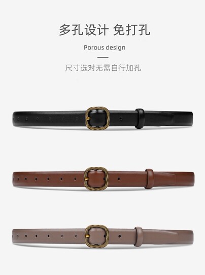 Brown Genuine Leather Women's Belt for Jeans 2025 New Fashion High-End Belt Versatile for Women
