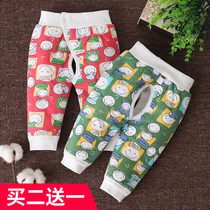 0-1 year old semi-newborn baby warm pants men and women baby 2020 new open crotch thick cotton pants wear in autumn and winter