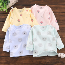 Spring autumn style baby pure cotton shoulder buckle blouses 0-12 months newborn baby single layer beating bottom cover without bone long sleeves