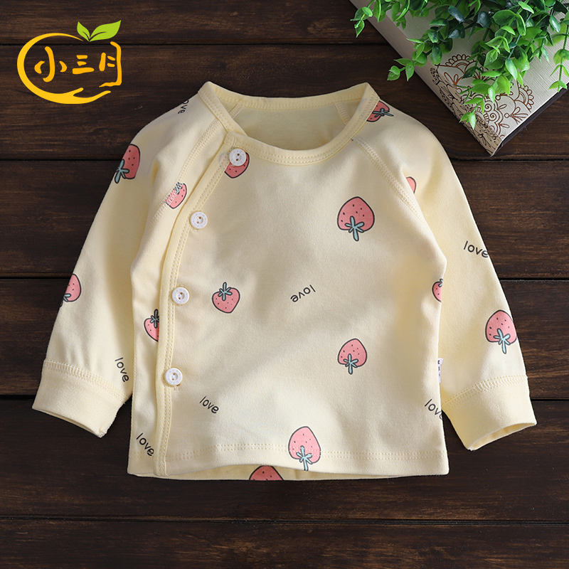 3 months newborn baby clothes male and female baby pure cotton blouse single piece 6 spring and autumn season with long sleeve cardio-jersey