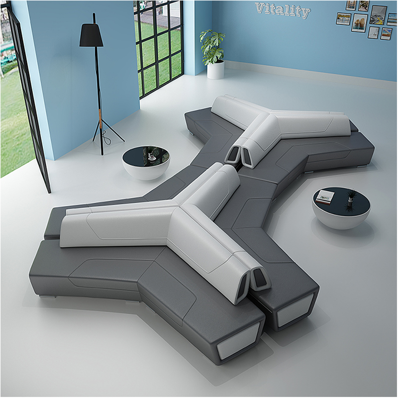 Brief Modern Light Extravagant Leather Face Office Sofa Tea Table Composition Business Guests Reception Talks Room Casual Personality