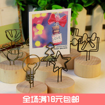 Hot sale creative log wrought iron note holder message folder photo desktop with ornaments postcard note gift