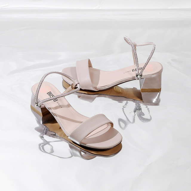 DUSTO Dadong 22 New Summer Medium Heel Thick Heel Elegant Simple Strap Sandals Rhinestone Women's Shoes 22X1629