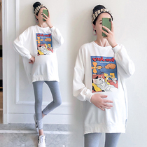 Pregnant Woman Spring Clothing Suit Stylish Little Guy 2022 New Blouse Pregnancy Woman Dress Spring And Fall-out-of-age T-shirt