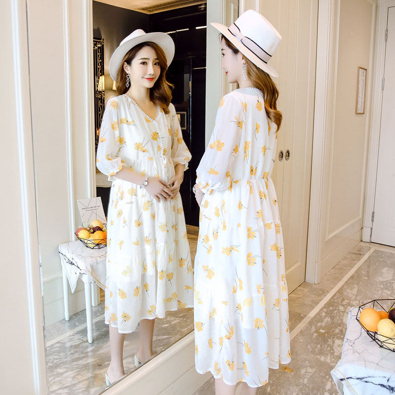 Pregnant woman Ocean dress Summer fairy Super Andromeda Tidal Bottling Nets Red Pregnant Women Summer Dress Suit 2021 New Foreign Dress