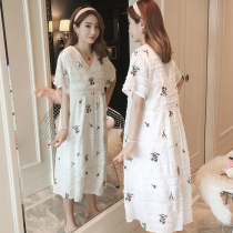 Pregnant woman Liandress Summer Long 2021 New pregnant womens spring clothes foreign air big month sweetness over knee long dress