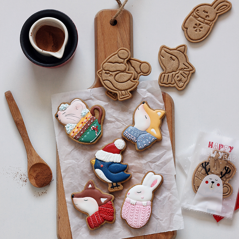 AMAGOUR Original Christmas Cartoon Pride Animal Bird Rabbit Fox Spring Press Cookie Mold
