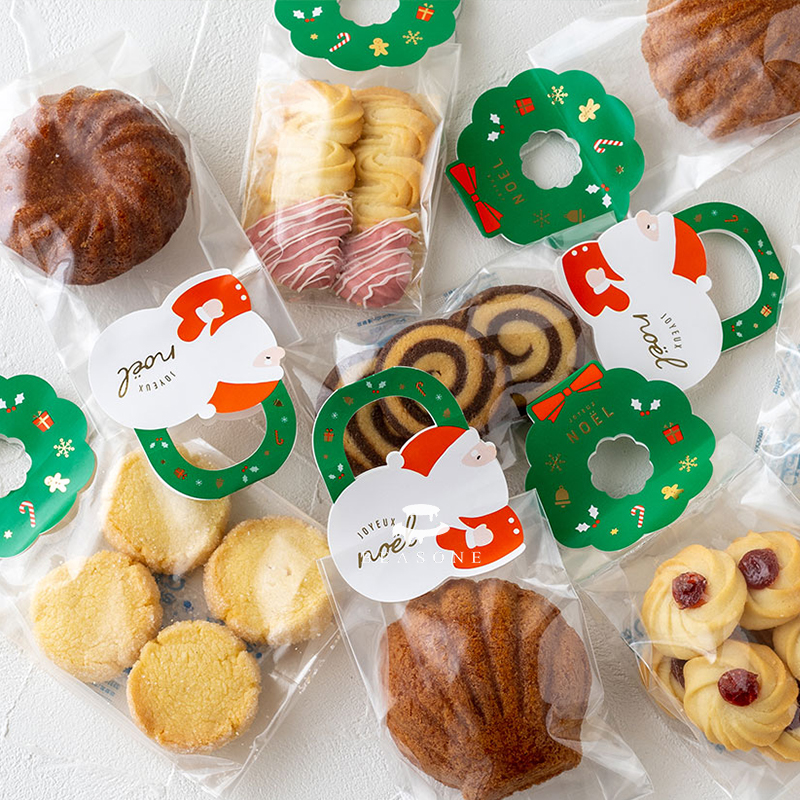 Christmas Cartoon Self-Adhesive Cardhead Sticker with Backbrow Cookie Snow Pastry Package
