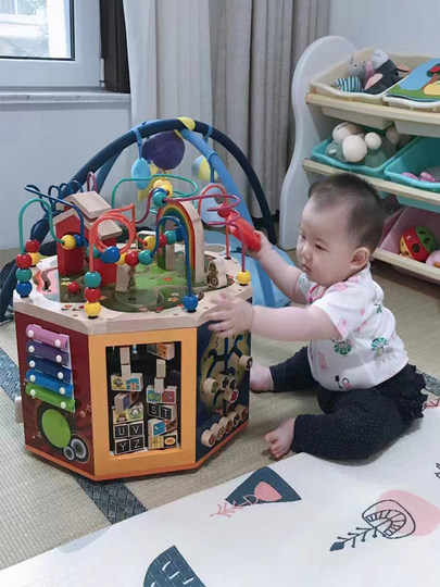 Juguetes Montessori con cuentas para bebé de 0-1-2-3 años, caja del Tesoro de educación temprana de 6 octaedros, 12 meses 8