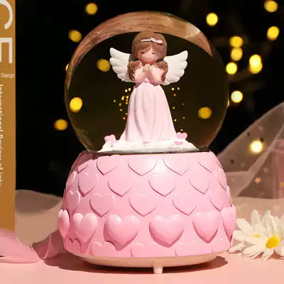 Luminous snowflake crystal ball music box rotating music box Children's Day to send a little girl best friend Princess birthday gift