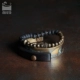 Non-Fish House Retro Punk Brass Ebony Bracelet Hợp thời trang Nam Hip Hop Street Volcanic Stone Bracelet Set - Vòng đeo tay Cuff