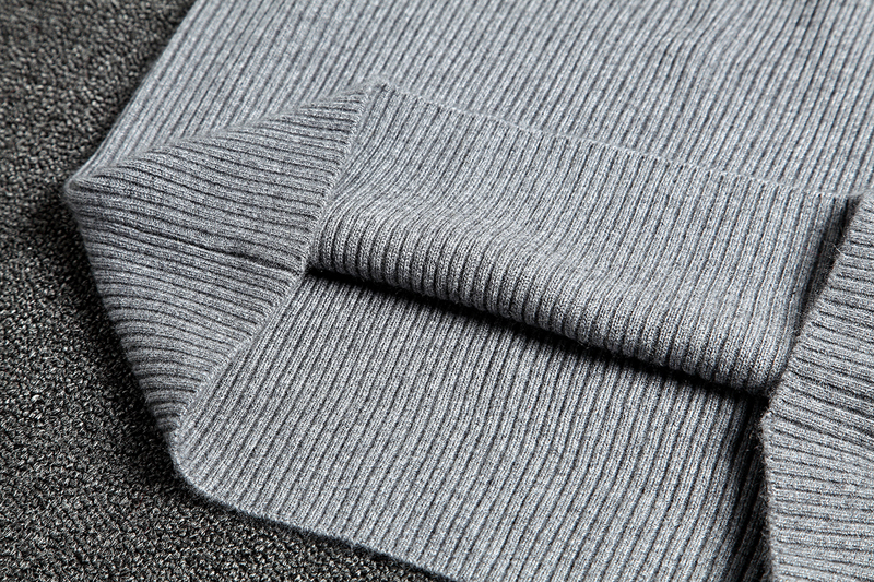 Áo len nam cổ tròn tinh khiết cashmere hai dây dày cổ tròn áo len co giãn màu xám. - Áo len Cashmere áo da nam cao cấp