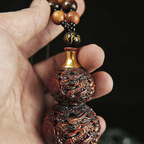 Car pendant gourd Jewelry pendant town house urge Wang peach flower Flower Zucai peach wood carving ornaments to protect Ping An Xianglong