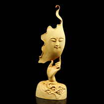 Boxwood carving Chinese style Nordic simple modern natural solid wood crafts ornaments living room characters handy