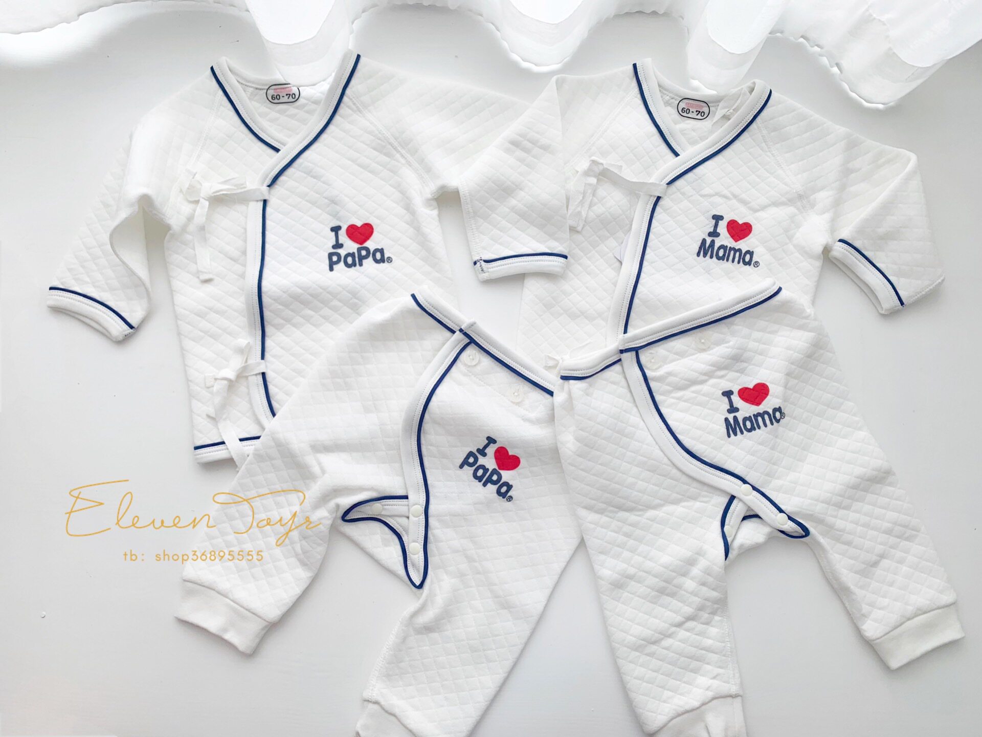 I love mom and dad I love papamama padded jacket pants two-piece A cotton newborn