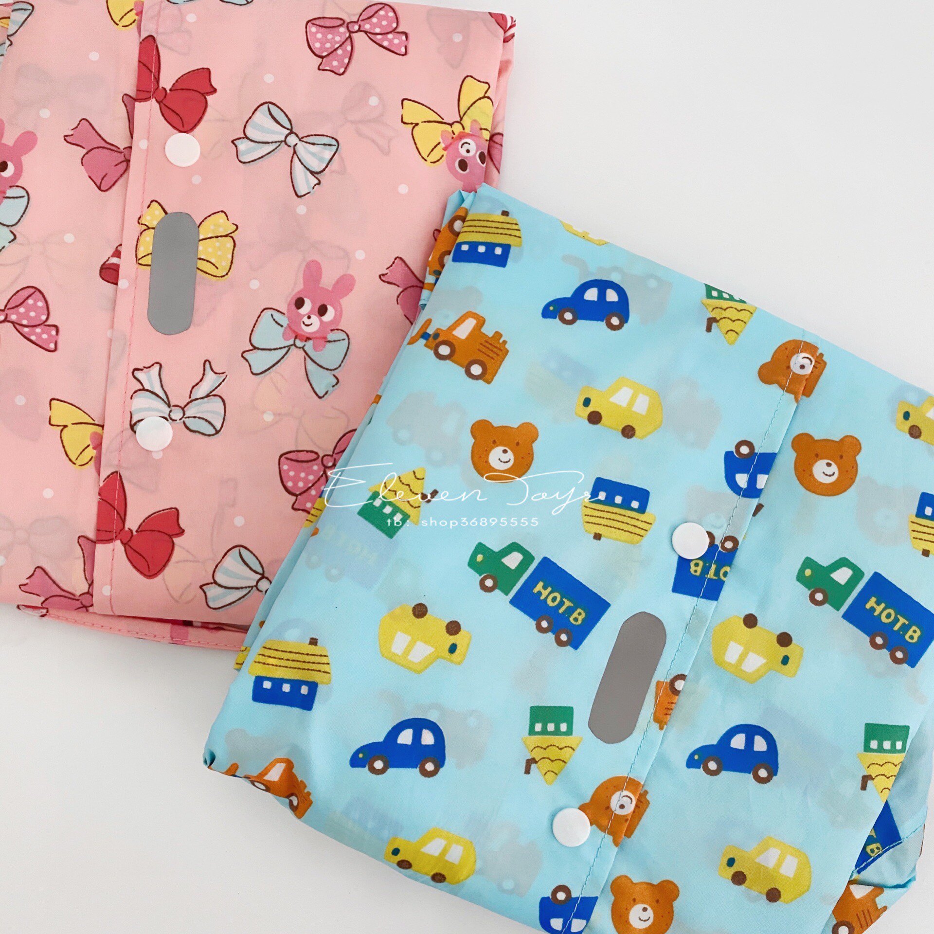 miki long version transparent peak raincoat no glue layer thin soft and small rabbit small bear butterfly knot blue car