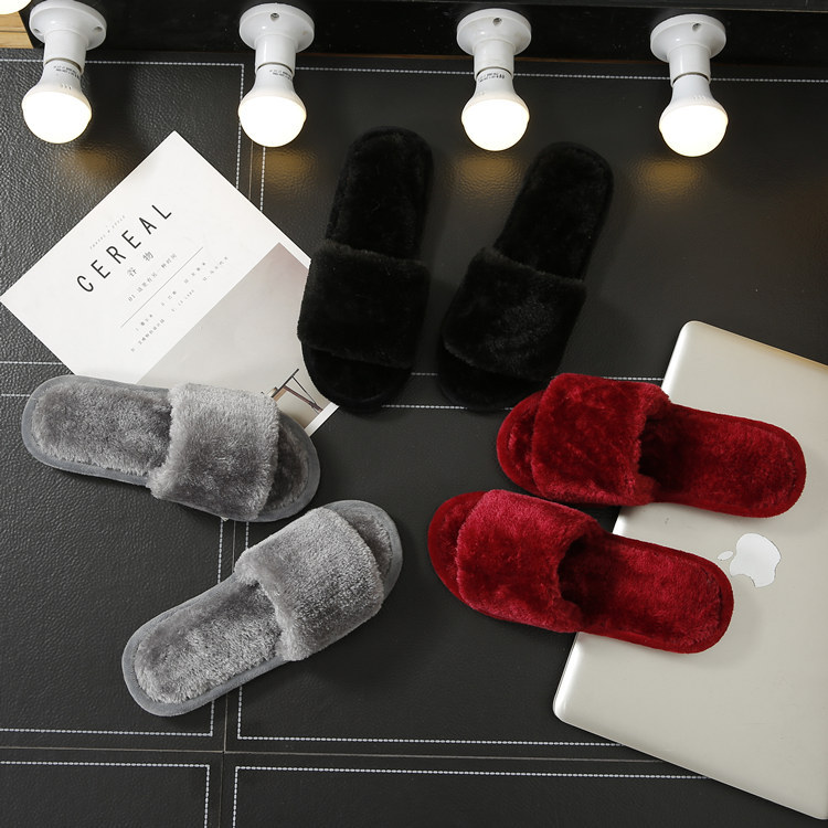 Home Plush Cotton Slippers for Women, Winter 2025 New Style, Indoor Soft-Soled Comfortable Non-Slip Couple's Home Open-Toe Slippers for Men