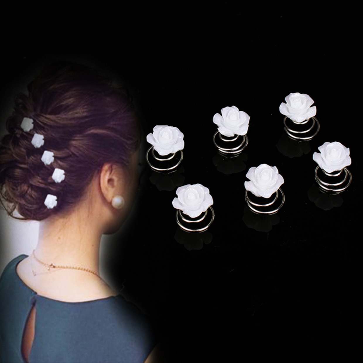 Nhật Bản và Hàn Quốc ngọt ngào rhinestone ngọc trai cô dâu tóc phụ kiện vít khóa xoắn ốc mùa xuân chuck tóc bện tóc kẹp tóc phụ kiện - Phụ kiện tóc scrunchies hoa cúc