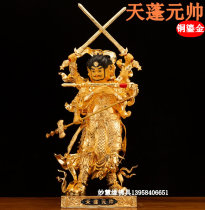 Canopy Marshal 19-inch copper gilt Buddha statue Taoist guardian god three heads and six arms canopy marshal star God