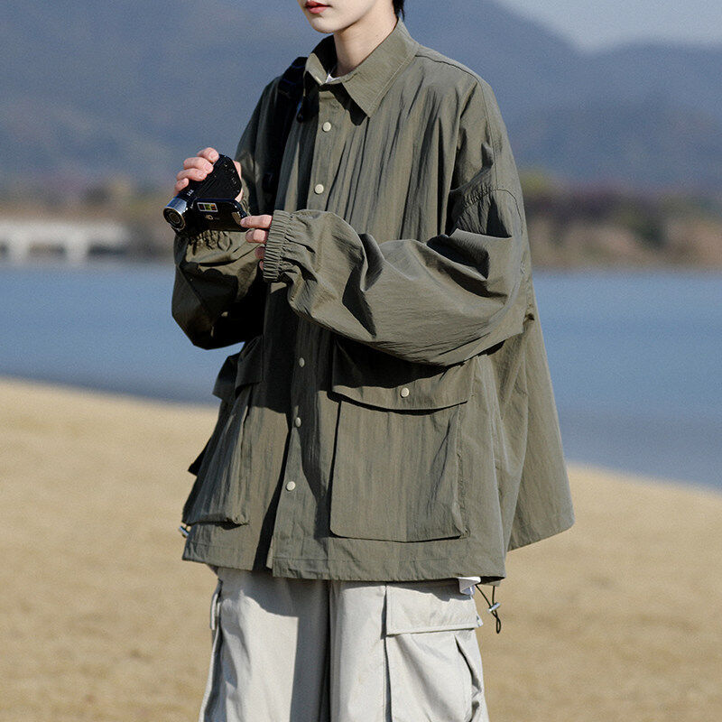Spring and Summer Oversized Shirt Collar Sun Protection Jacket Trendy Unisex Plus Size for Big and Tall People Retro Lazy Style Thin Jacket Spring and Summer Oversized Shirt Collar Sun Protection Jacket Trendy Unisex Plus Size for Big and Tall People Retro Lazy Style Thin Jacket