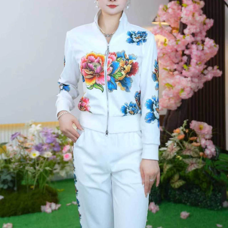 Chinese Style Sports Suit for Women 2025 New Popular High-End Two-Piece Set Fashionable and Stylish Long Pants Suit Two-Piece Set
