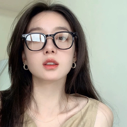 Черная рама миопийские очки мужчины могут бороться с Blu -Ray Декоративные очки для каркаса каркас рамы плоский свет хан -хао маленькое лицо