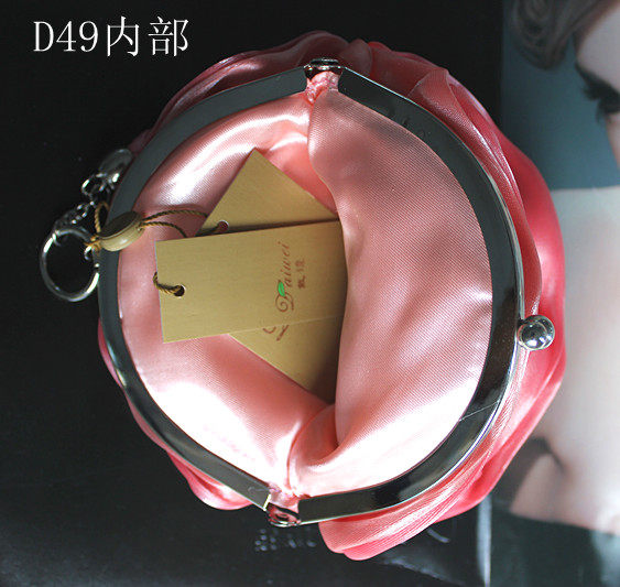 Túi clutch dạ tiệc hình hoa hồng 3D lụa hoa trà — Màu tím, Màu đen, Màu hồng, Màu xanh ngọc chi tiết 12