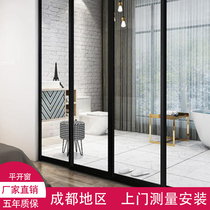 Chengdu sliding door folding door narrow side aluminum alloy very narrow side aluminum alloy door partition toilet glass door