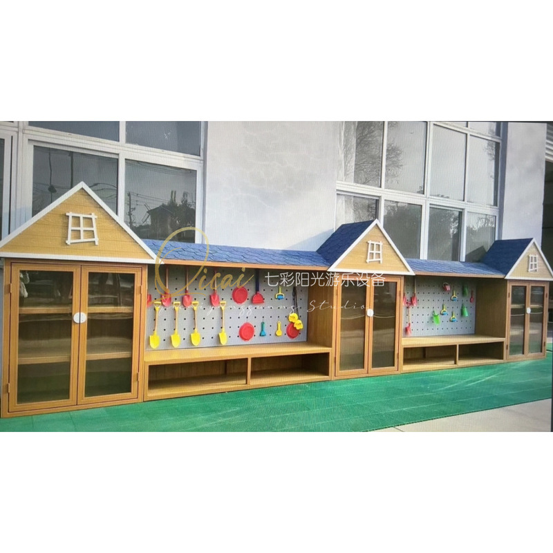 Outdoor Kindergarten School Sand Pool Building Block Toy Cabinet Outdoor Anti-Corrosion Perforated Board Sports Display Cabinet Storage Cabinet