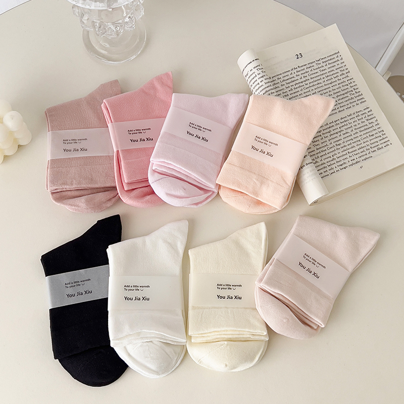 Pink Socks for Women, Mid-Calf Length, Suitable for Spring and Summer, Seamless Socks, Trendy Internet Celebrity Socks, Super Popular Pink Color