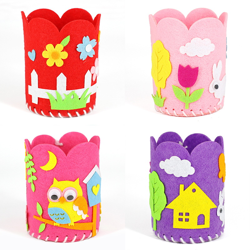 Children's creative adhesive making unwoven cloth pen holder Kindergarten handmade unwoven cloth pen holder three-dimensional DIY material bag