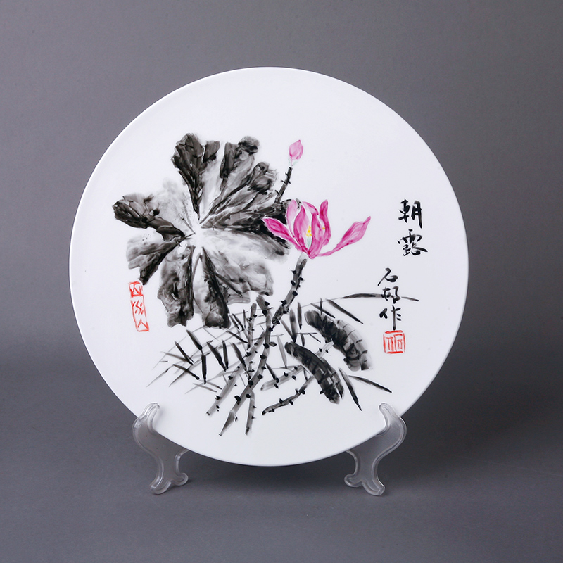 Tangshan ipads porcelain works home plate works from the DIY painting calligraphy Chinese paintings show plate of furnishing articles